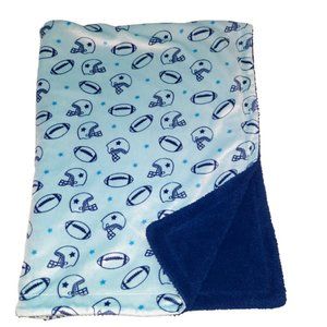 Zak & Zoey Football Sport Blue Sherpa Baby Blanket 39" X 30"